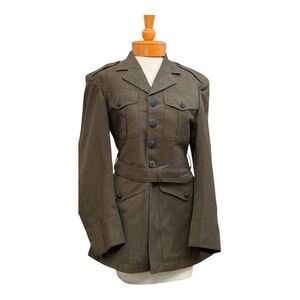 Vintage USMC Wool Coat w/ Belt – 1960s Military Jacket (XS/S)